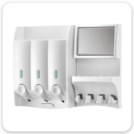 多功能收納置物壁掛式給皂機 380ml*3 - 置物、鏡面、給皂機 三合一多功能